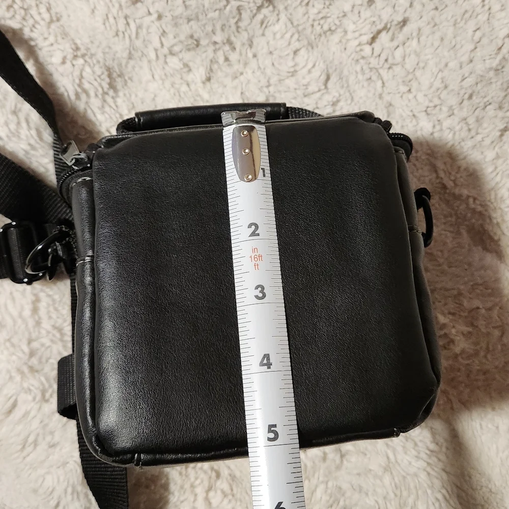 Icon Black Vinyl Camera Storage Case Bag Padded Shoulder Strap 5'X5' Small - Picture 10 of 13